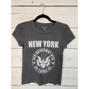 John Golt New York Women's Gray Solid Cotton Crew Neck‎ Short Sleeve T-Shirt